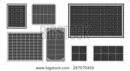 Sun Energy Panels Icons Set In Flat Style