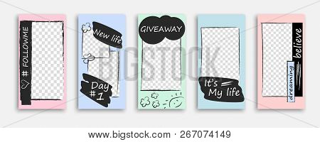 Editable Instagram Stories Five Template. Vector Illustration.