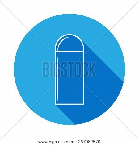 Gun Bullet Line Icon With Long Shadow. Element Of Military Illustration. Signs And Symbols Outline I
