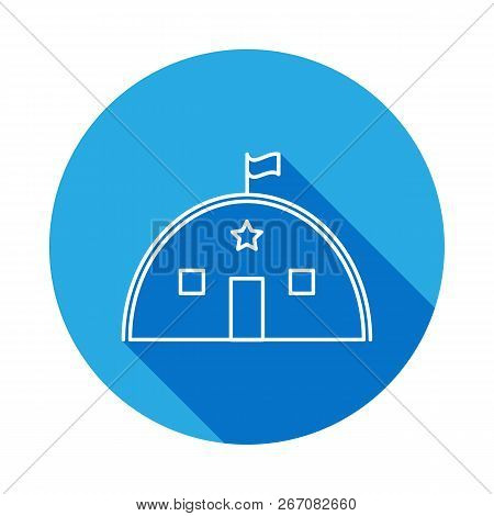 Barracks, Military Tent Line Icon With Long Shadow. Element Of Military Illustration. Signs And Symb