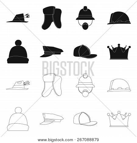 Isolated Object Of Headgear And Cap Sign. Collection Of Headgear And Accessory Stock Vector Illustra