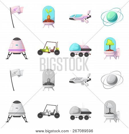 Vector Illustration Of Mars And Space Symbol. Set Of Mars And Planet Vector Icon For Stock.