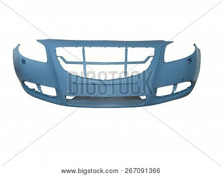 New Unpainted Car Bumper On A White Background