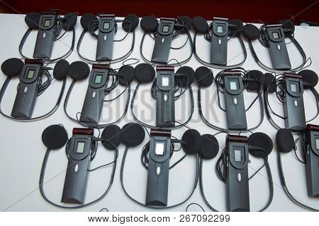 Headphones Used For Simultaneous Translation Equipment Simultaneous Interpretation Equipment . A Set