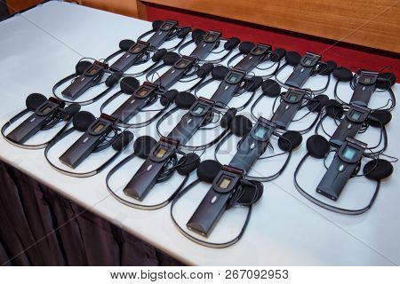 Headphones Used For Simultaneous Translation Equipment Simultaneous Interpretation Equipment . A Set