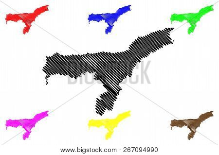 Assam (states And Union Territories Of India, Federated States, Republic Of India) Map Vector Illust
