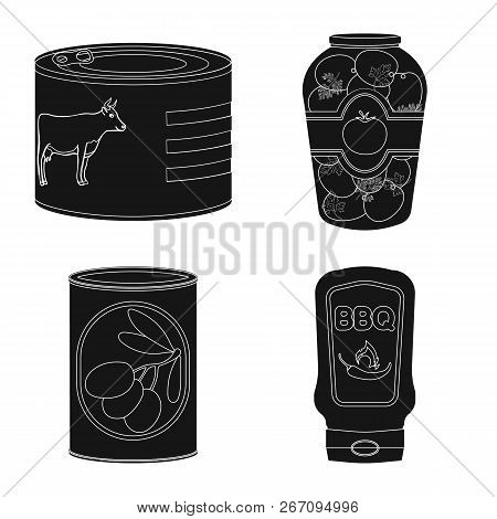 Isolated Object Of Can And Food Sign. Collection Of Can And Package Vector Icon For Stock.