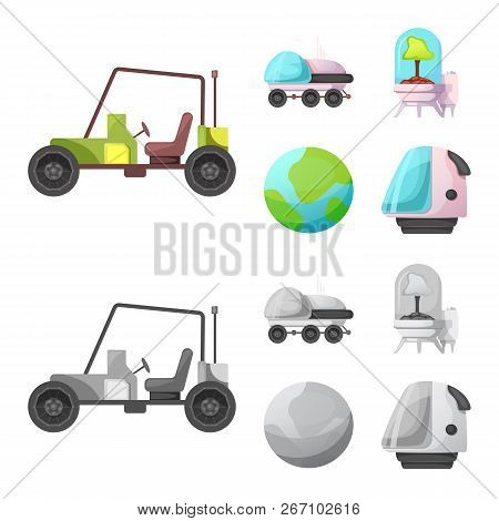 Vector Design Of Mars And Space Icon. Set Of Mars And Planet Vector Icon For Stock.