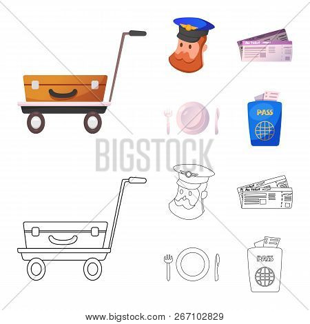 Vector Illustration Of Airport And Airplane Icon. Collection Of Airport And Plane Vector Icon For St