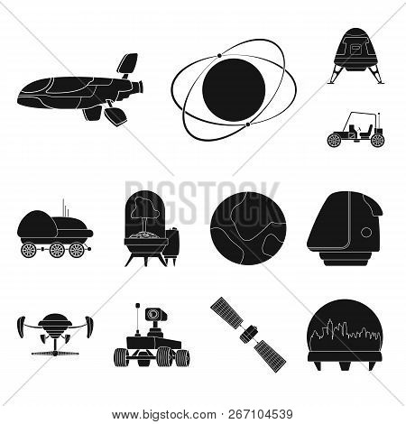 Vector Design Of Mars And Space Logo. Set Of Mars And Planet Vector Icon For Stock.