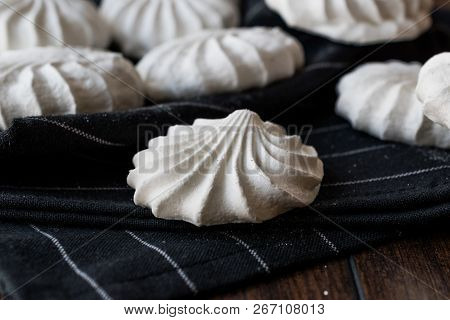 Turkish Beze Or Meringue On Black Handkerchief