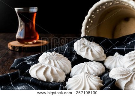 Meringues / Beze With Turkish Tea Glass.