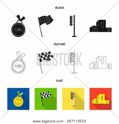 Vector Illustration Of Car And Rally Icon. Collection Of Car And Race Vector Icon For Stock.