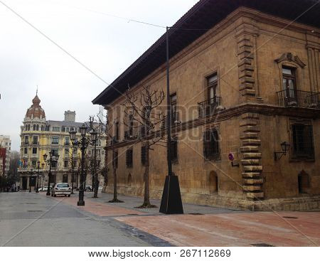 The Justice Tribunal Building At The Plaza Porlier In The Center Of Oviedo. Asturias, Spain.