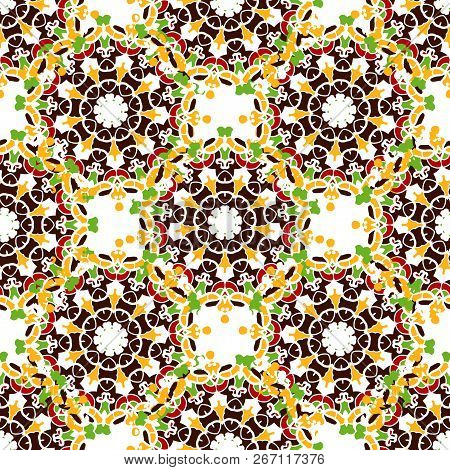 Arabesque Seamless Pattern. Background Vintage Flower. Texture Royal Vector. Fabric Illustration
