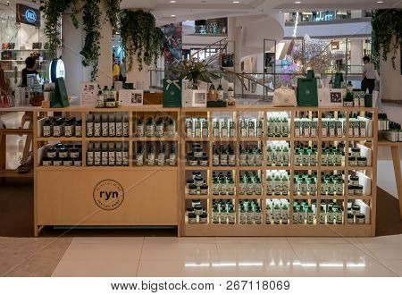 Ryn Shop At Gaysorn Village, Bangkok, Thailand, Oct 25, 2018 : Modern Nature Aromatherapy Display At