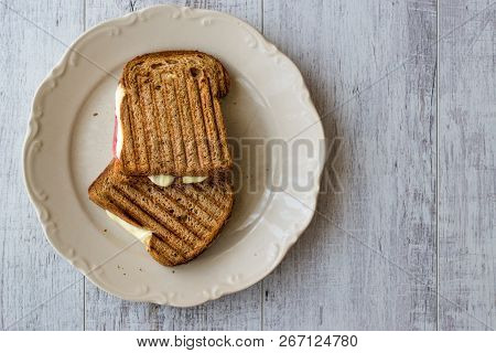 Turkish Toast (tost) With Melted Cheese And Salami
