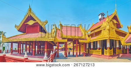 The Beautiful Emsemble Of Royal Palace Buildings, Richly Decorated With Gilden Carved Elements, Mand