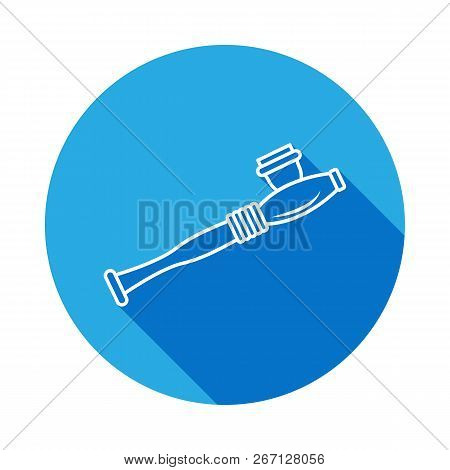Smoking Pipe Marijuana Simple Icon With Long Shadow.