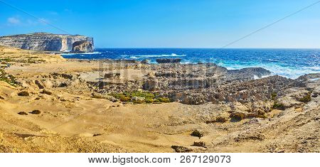 Panorama Of The Dwejra Bay, San Lawrenz, Gozo, Malta