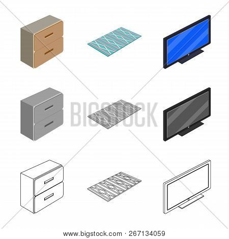 Vector Illustration Of Bedroom And Room Symbol. Collection Of Bedroom And Furniture Stock Vector Ill