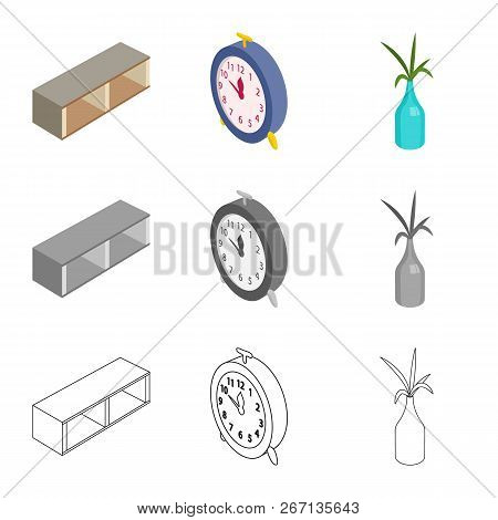 Isolated Object Of Bedroom And Room Symbol. Collection Of Bedroom And Furniture Vector Icon For Stoc