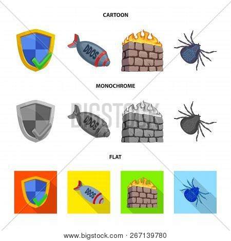 Isolated Object Of Virus And Secure Symbol. Set Of Virus And Cyber Stock Vector Illustration.