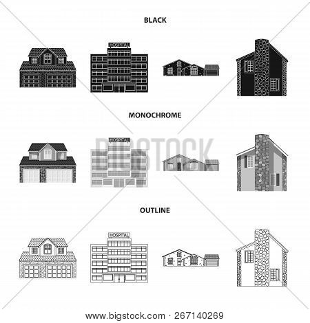 Vector Design Of Building And Front Logo. Collection Of Building And Roof Vector Icon For Stock.