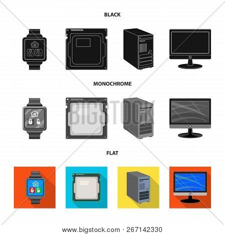Vector Design Of Laptop And Device Icon. Set Of Laptop And Server Stock Symbol For Web.