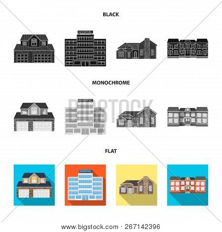 Vector Design Of Building And Front Symbol. Collection Of Building And Roof Vector Icon For Stock.