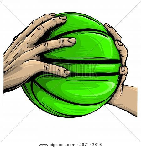 Vector Hand And Basketball Isolated On White
