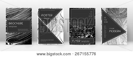 Cover Page Design Template. Black Brochure Layout. Beauteous Trendy Abstract Cover Page. Black And W