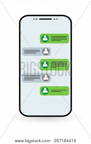 Social Network Icon Concept. Vector Chat Messages Notification In Smartphone .