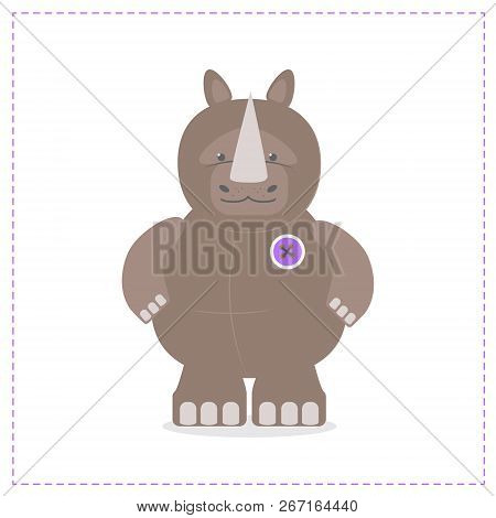 Rhinoceros, Small Funny Rhinoceros, Vector, Cartoon Animal