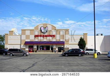 Naperville, Illinois / United States - October 5, 2017: Chuck E. Cheese Is A Child-friendly Chain Kn
