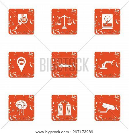 Manipulate Icons Set. Grunge Set Of 9 Manipulate Vector Icons For Web Isolated On White Background
