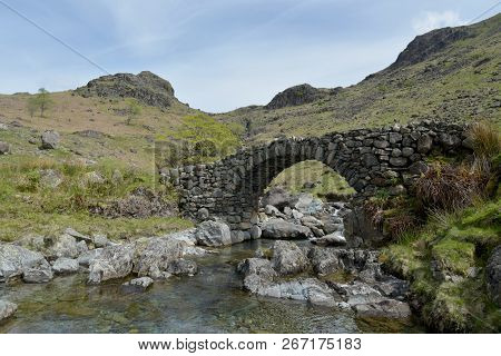 Lingcove Bridge, A Packhorse Bridge High Up In Eskdale, Lake District