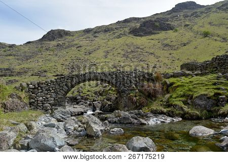 Lingcove Bridge, A Packhorse Bridge High Up In Eskdale, Lake District