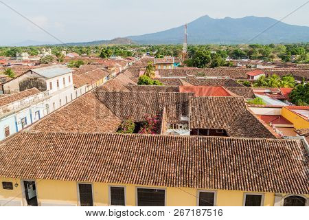 Roofs Of Granada, Nicaragua. Mombacho Volcano In The Background.