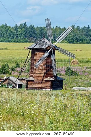 An Old Wooden Mill. Nizhnyaya Sinyachikha. Wooden Architecture Russia.