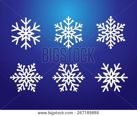 Winter White Christmas Frost Vector Icon Snowflakes Isolated Silhouette Symbol. Snowflake Line Set W