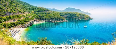 Beach In A Cozy Bay On The Amalfitan Coast Of Italy, Campania, Italy