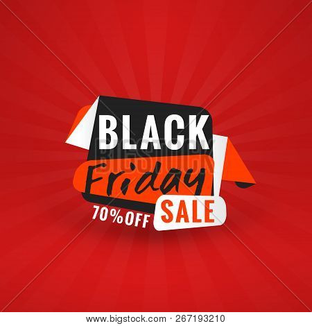 Black Friday Sale Sticker. Discount Banner. Special Offer Sale Tag. Red And Black Color Theme. Vecto