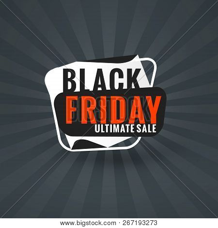 Black Friday Sale Sticker. Discount Banner. Special Offer Sale Tag. Red And Black Color Theme. Vecto