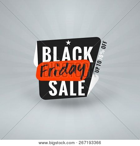 Black Friday Sale Sticker. Discount Banner. Special Offer Sale Tag. Red And Black Color Theme. Vecto