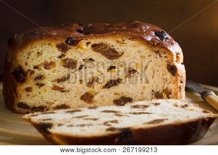 Barmbrack Or Bairin Breac A Traditional Irish Fruit Loaf Made With Sultanas And Raisins Often Eaten 