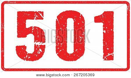 501 Error Red Seal Rough Letters Isolated On White. Red Ink Grunge Rubber Stamp Imitation