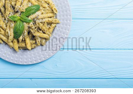 Italian Penne Pasta With Sauce Pesto