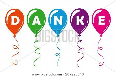 German Text Danke Translation Thank You Colorful Balloons Vector Illustration