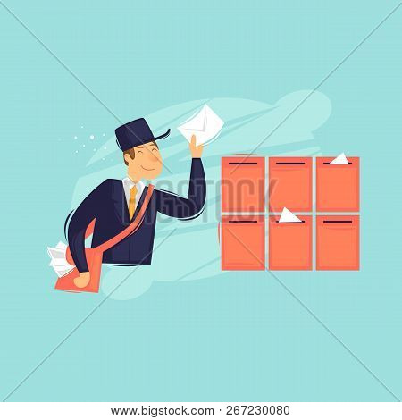 Postman Puts The Letter In The Box.